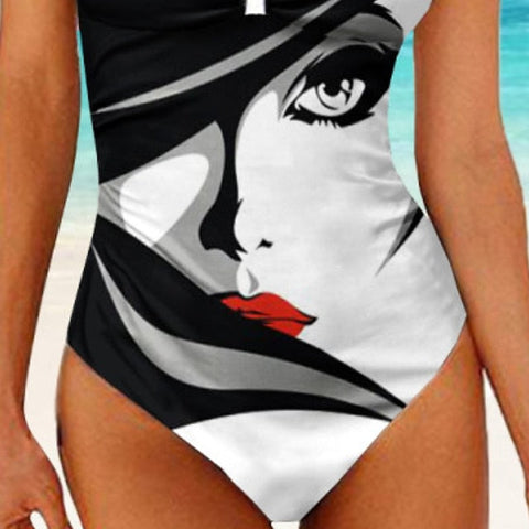 Women's Swimwear One Piece Monokini Bathing Suits Normal Swimsuit High Waisted Abstract Black Padded V Wire Bathing Suits Sports Vacation Sexy / New