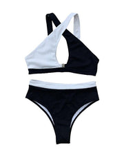 Women's Swimwear Bikini Normal Swimsuit 2 Piece Color Block Black Bathing Suits Sports Beach Wear Summer