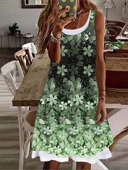 Women's Casual Dress Tank Dress Summer Dress Floral Fake two piece Print U Neck Mini Dress Fashion Streetwear Outdoor Daily Sleeveless Regular Fit Pink Light Purple Green Spring Summer