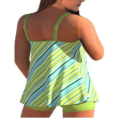 Women's Swimwear Tankini 2 Piece Normal Swimsuit Backless 2 Piece Printing Adjustable Print Multi Color Light Blue Green Black Purple Yellow Padded Strap Bathing Suits Sexy Vacation Beach Wear
