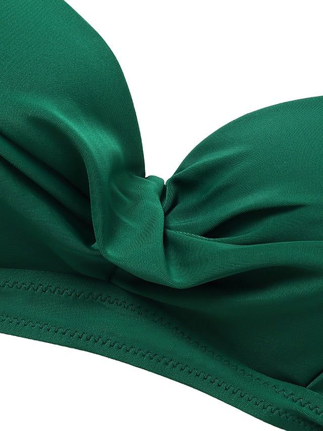 Women's Swimwear Bikini 2 Piece Normal Swimsuit Halter High Waist Push Up High Waisted Geometric Wave dot + red Black White Yellow Pink Bathing Suits Sports Fashion Ordinary