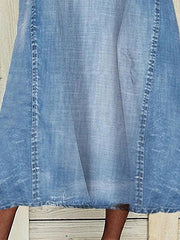 Women's Maxi Denim Dress - Sleeveless Shift with Pockets for Summer