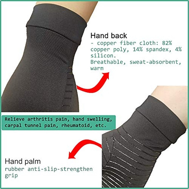 Copper Arthritis Compression Gloves Full Finger Touch Screen Pain Relief for Carpal Tunnel RSI