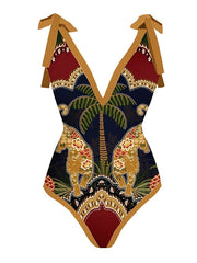 Women's Swimwear Tankini Monokini Bathing Suits Normal Swimsuit Ruched 2 Piece Plant Multicolor Yellow Padded Strap Bathing Suits New Hawaiian Retro