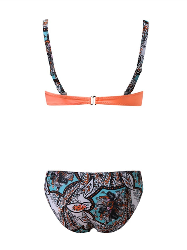 Women's Swimwear Bikini 2 Piece Normal Swimsuit Backless Printing Houndstooth Stripe Light Blue Yellow Pink Red Blue Strap Bathing Suits New Vacation Sexy