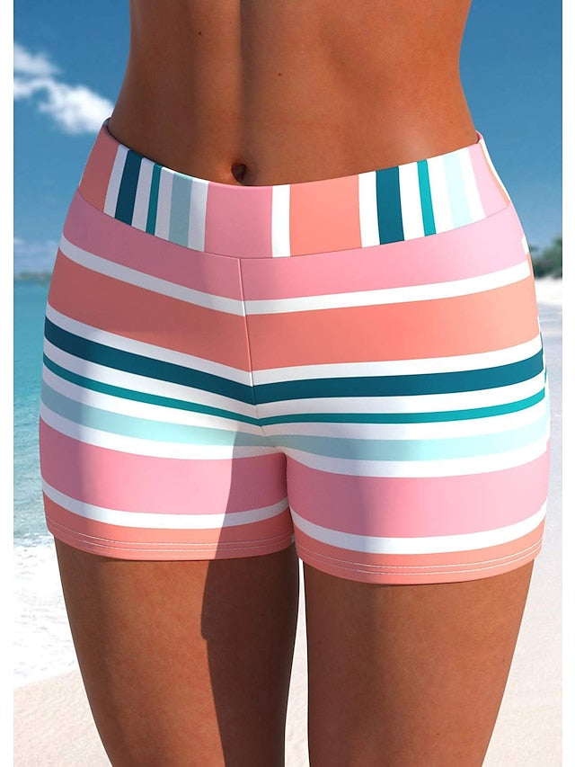 Women's Swimwear Tankini 2 Piece Normal Swimsuit 2 Piece Striped Pink Bathing Suits Sports Beach Wear Summer