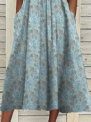 Women's Casual Dress Summer Dress Print Dress Graphic Floral Ruched Button V Neck Midi Dress Fashion Mature Daily Vacation Short Sleeve Regular Fit Blue Dark Blue Summer Spring Print Dresses