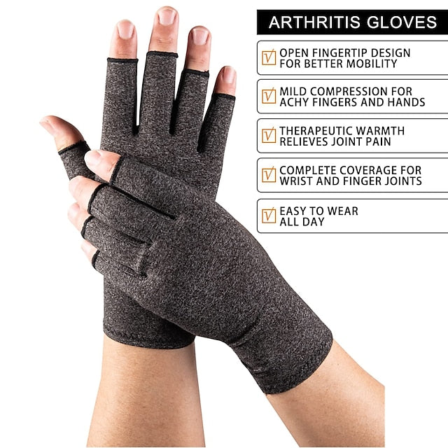 Copper Compression Gloves for Arthritis Relief, Hand Pain, Swelling & Carpal Tunnel - Fingerless Typing Support