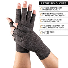 Copper Compression Gloves for Arthritis Relief, Hand Pain, Swelling & Carpal Tunnel - Fingerless Typing Support