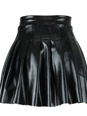 Women's Skirt & Dress Swing Mini Leather Black Wine Navy Blue Brown Skirts Winter Pleated Punk & Gothic Carnival Costumes Ladies Homecoming Club