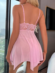 Women's Lace Formal Dress Summer Formal Dress Mini Formal Dress Cute Sexy Lace Mesh Solid Color Strap Party Lounge Black Pink