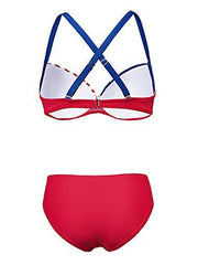 Women's Swimwear Bikini 2 Piece Normal Swimsuit Backless Printing Houndstooth Stripe Light Blue Yellow Pink Red Blue Strap Bathing Suits New Vacation Sexy