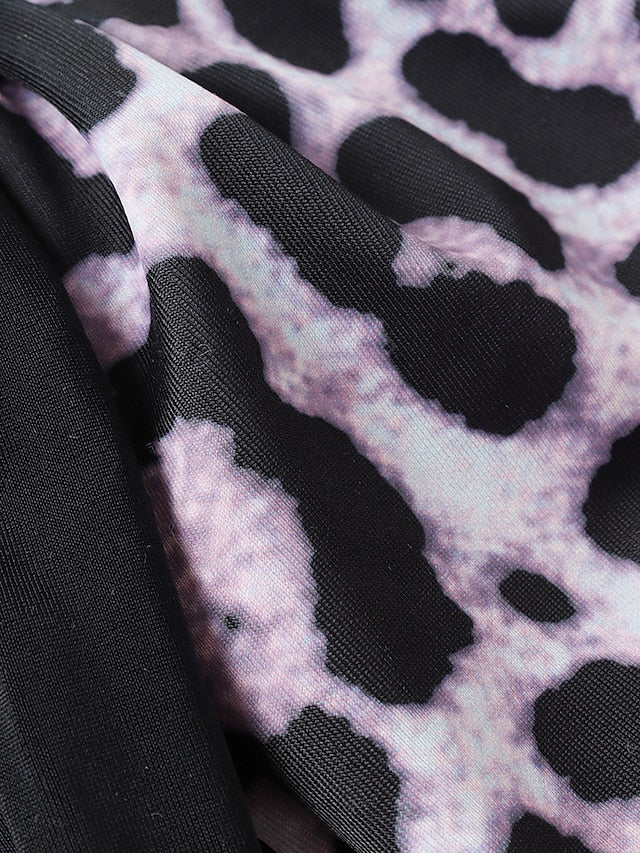 Women's Swimwear Bikini 2 Piece Normal Swimsuit Criss Cross Halter Leopard Print Color Block Black Brown Bathing Suits Sexy Fashion Sexy / New / Padded Bras