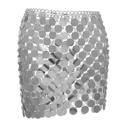 Women's Sparkly Skirt Mini Polyester Silver Gold Rainbow Skirts Sequins Shiny Metallic Shimmery Sexy Performance Party One-Size