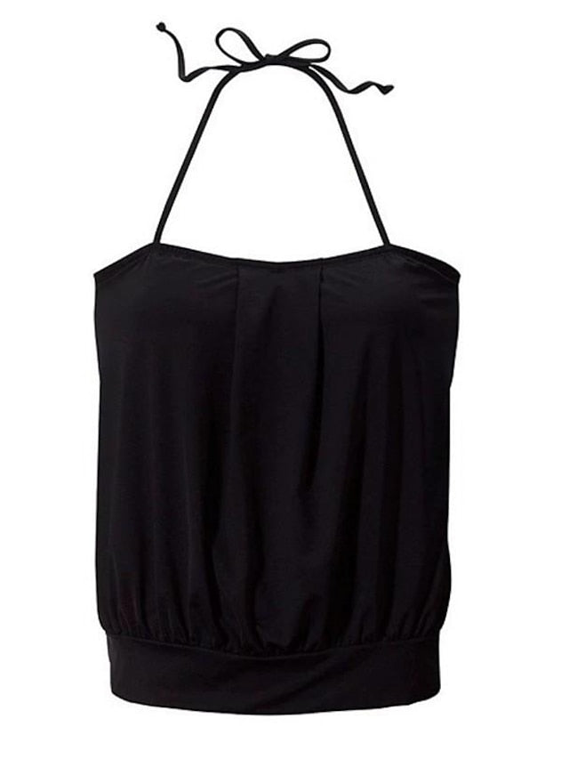 Women's Swimwear Tankini 2 Piece Normal Swimsuit 2 Piece Solid Color Black Bathing Suits Sports Summer