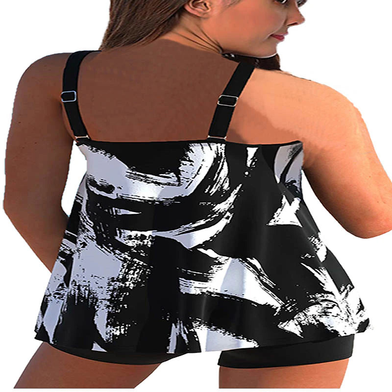 Women's Swimwear Tankini 2 Piece Normal Swimsuit Backless 2 Piece Printing Adjustable Print Multi Color Black Blue Orange Padded Strap Bathing Suits Sexy Vacation Beach Wear