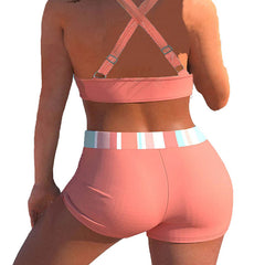 Women's Swimwear 2 Piece Normal Swimsuit Backless Printing High Waisted Adjustable Print Multi Color Pink Red Blue Padded Strap Bathing Suits Sexy Vacation Colorful