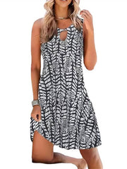 Casual Sleeveless Floral Crew Neck Sexy Loose Dress For Womens