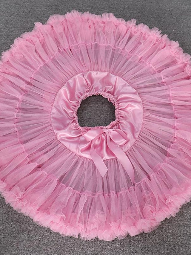 Women's Swing Petticoat Mini Organza Pink Skirts Ruffle Layered Fashion Performance Casual Daily One-Size