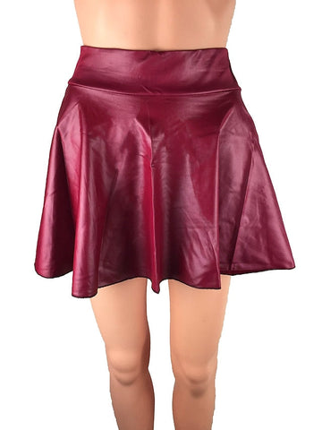 Women's Skirt Swing Above Knee Faux Leather Black Wine Blue Coffee Skirts Fashion Casual Daily