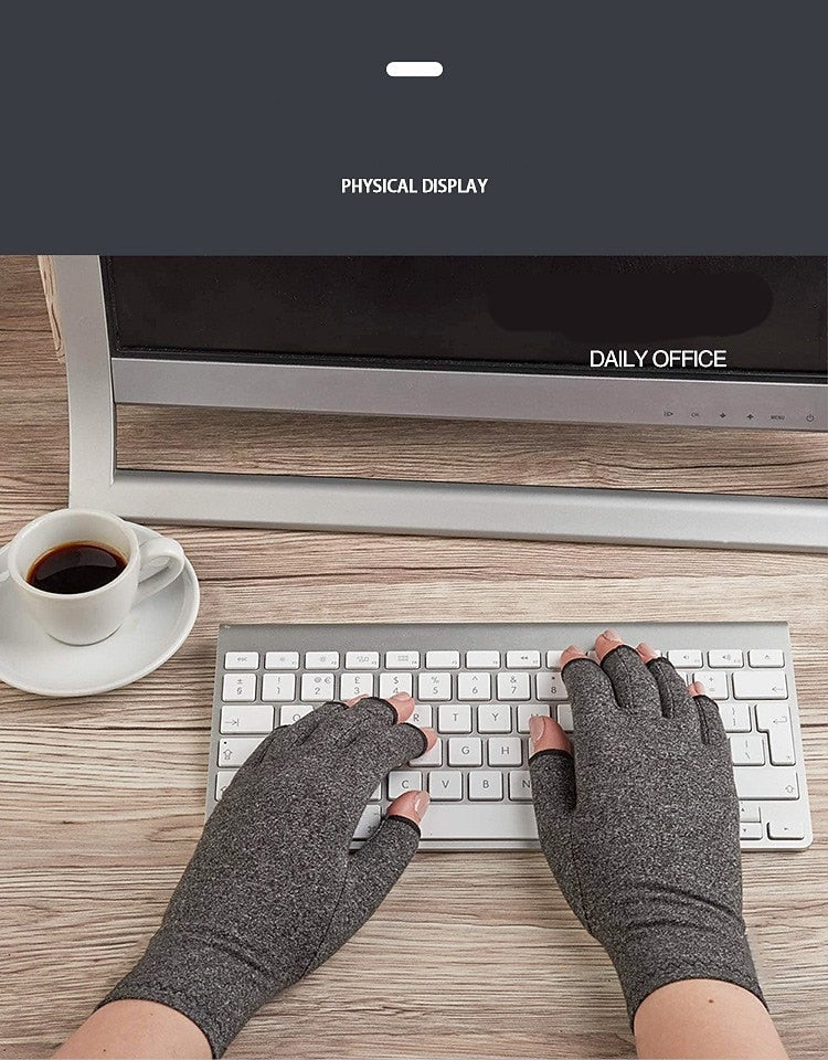 Copper Compression Gloves for Arthritis Relief, Hand Pain, Swelling & Carpal Tunnel - Fingerless Typing Support