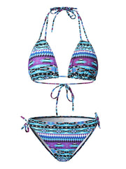 Women's Swimwear Bikini 2 Piece Normal Swimsuit Backless Drawstring Tropical Stripe Floral color Brown Padded Bathing Suits Sexy Fashion Sexy / Padded Bras