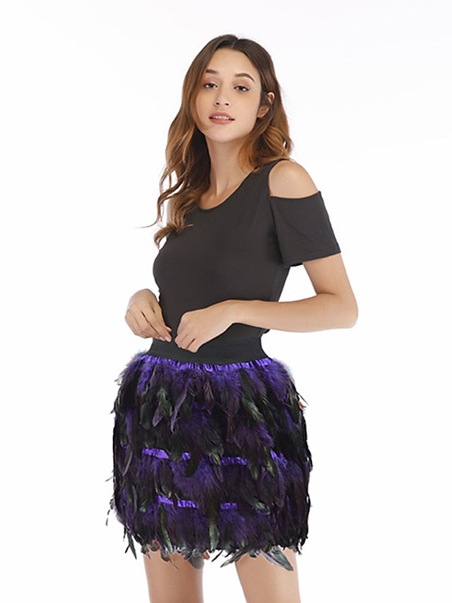 Women's Skirt Mini Polyester Black Blue Purple Fuchsia Skirts Fall & Winter Fashion Long Carnival Costumes Ladies Carnival Homecoming