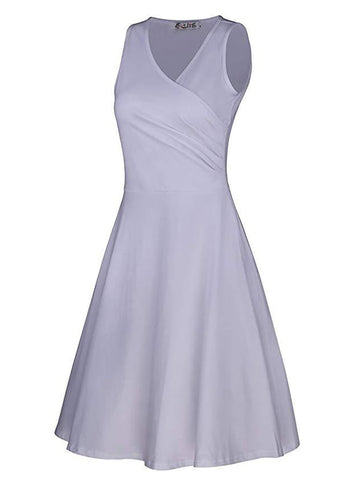 Women's Ruched V Neck Street Holiday Sleeveless Slim Elegant Dress