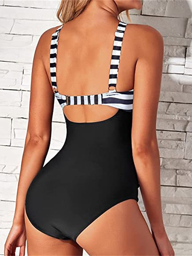 Women's Swimwear One Piece Normal Swimsuit Quick Dry Plain Black White Pink Navy Blue Royal Blue Bodysuit Bathing Suits Sports Beach Wear Summer