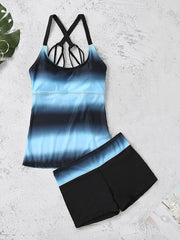 Women's Swimwear Tankini 2 Piece Normal Swimsuit High Waist Chinese Style Green Blue Purple Red Padded Bathing Suits New Fashion Sexy / Padded Bras