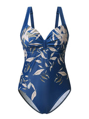 Women's Swimwear One Piece Monokini Bathing Suits Normal Swimsuit Tummy Control Print Blue Padded Strap Bathing Suits Sports Vacation Sexy