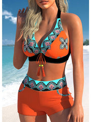 Women's Swimwear Bikini Normal Swimsuit 2 Piece Printing Graphic Blue Orange Bathing Suits Sports Beach Wear Summer