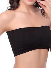 Women's Tube Bra Full Coverage Scoop Neck Breathable Pure Color Pull-On Closure Casual Daily Nylon 1PC White Black , Bras & Bralettes , 1 PC