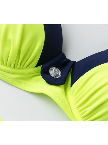 Women's Swimwear Bikini Tankini Lace up Push Up Bow Bathing Suits Lace Basic Boho / Padded Bras