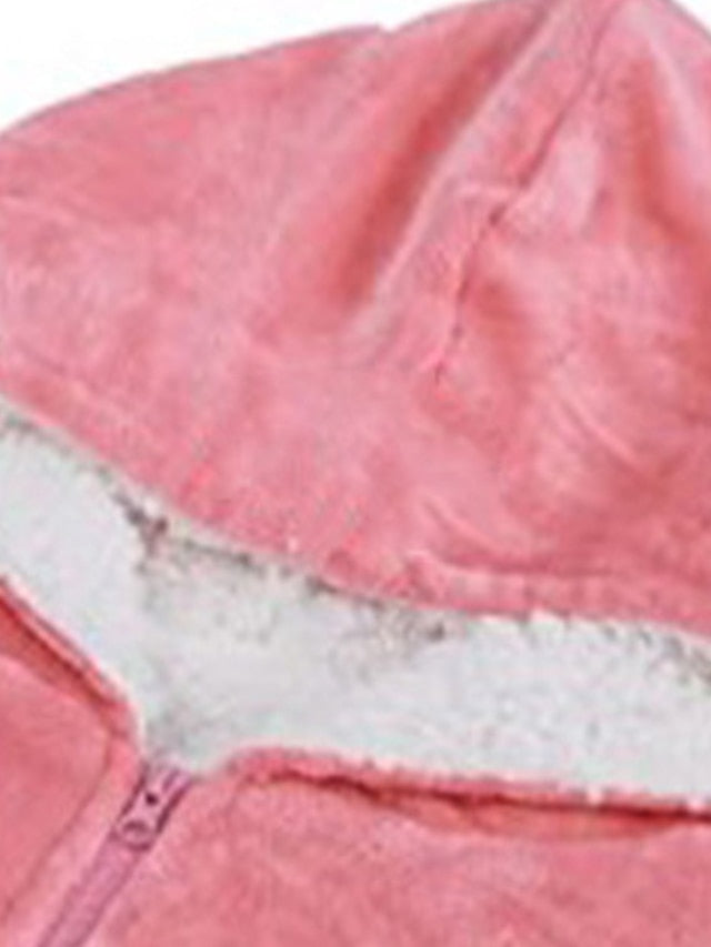 Women's Oversized Plush Fleece Hoodie Nightgown - Warm Winter Pajamas with Pocket, Long Sleeve for Home & Bed