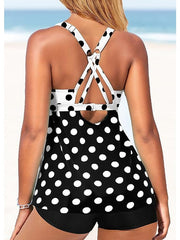 Women's Swimwear One Piece 2 Piece Normal Swimsuit 2 Piece Printing Polka Dot Black Bathing Suits Sports Beach Wear Summer