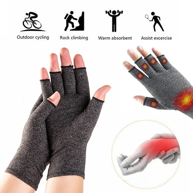 Copper Compression Gloves for Arthritis Relief, Hand Pain, Swelling & Carpal Tunnel - Fingerless Typing Support