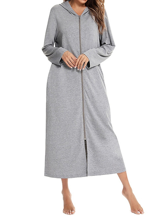 Women's Casual Dress Shift Dress Midi Dress Basic Casual Pocket Solid Color Hooded Home Lounge Black Wine