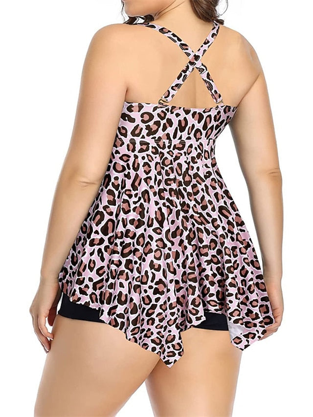 Women's Swimwear Monokini 2 Piece Plus Size Swimsuit Backless Printing Hole Leopard Fruit Leopard Black Yellow V Wire Bathing Suits New Vacation Cute