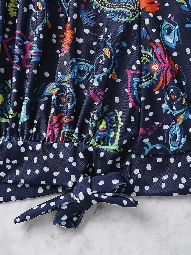 Women's Swimwear Tankini 2 Piece Normal Swimsuit Modest Swimwear Slim Dot Orchid 41 Blue dot 41 Bathing Suits New Casual Sexy / Padded Bras