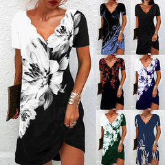 Women's Casual Dress Shift Dress Floral Dress Mini Dress Black And White Black White Short Sleeve Floral Print Summer Spring Scalloped Neck Fashion Vacation Print Dresses