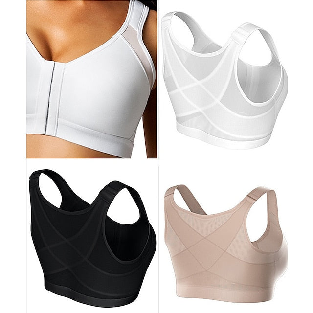 Front Closure Full Coverage Back Support Posture Corrector Bras for Women