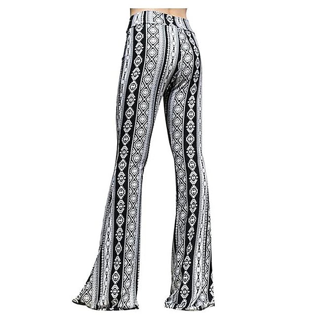 Women's Fashion Flare Chinos Print Comfort Mid Waist Slim Pants