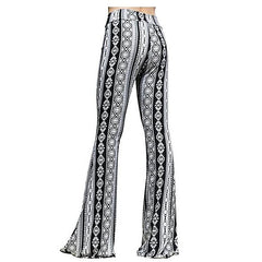 Women's Fashion Flare Chinos Print Comfort Mid Waist Slim Pants
