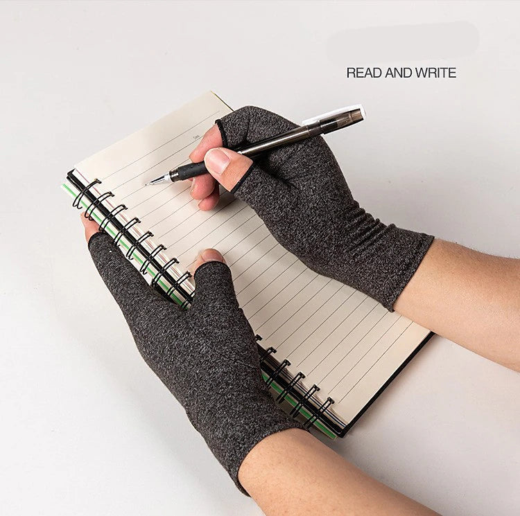 Copper Compression Gloves for Arthritis Relief, Hand Pain, Swelling & Carpal Tunnel - Fingerless Typing Support