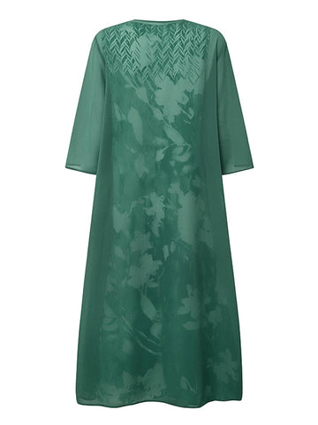 Women‘s Dress Set Two Piece Dress Midi Dress Green Blue Gray Half Sleeve Floral Print Summer Spring U Neck Casual Print Dress Sets