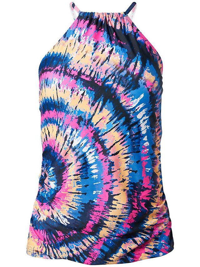 Women's Swimwear Tankini 2 Piece Normal Swimsuit Open Back Printing Striped Tie Dye