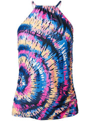 Women's Swimwear Tankini 2 Piece Normal Swimsuit Open Back Printing Striped Tie Dye
