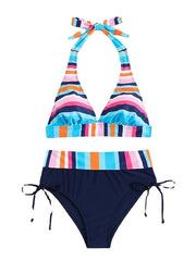 Women's Swimwear Bikini Normal Swimsuit 2 Piece Printing Striped Stars Navy Blue Rainbow Bathing Suits Sports Beach Wear Summer