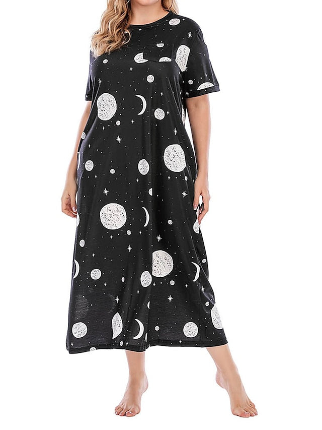 Women's Casual Dress T Shirt Dress Tee Dress Midi Dress Casual Cozy Print Graphic Crewneck Home Lounge Black Yellow